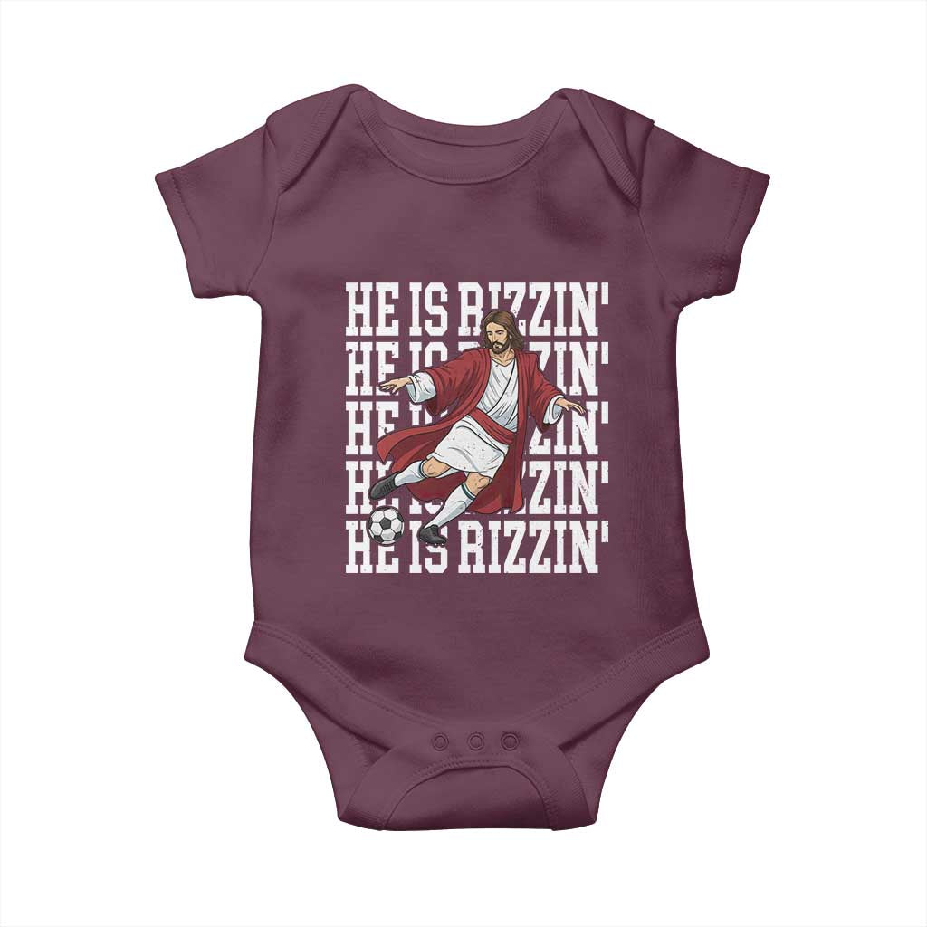 He Is Rizzin Baby Onesie Funny Christian Soccer Lover Gift