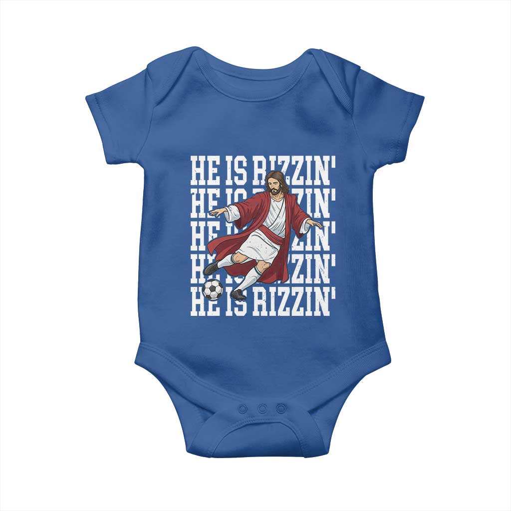 He Is Rizzin Baby Onesie Funny Christian Soccer Lover Gift