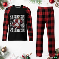 He Is Rizzin Plaid Pajama Set Funny Christian Soccer Lover Gift