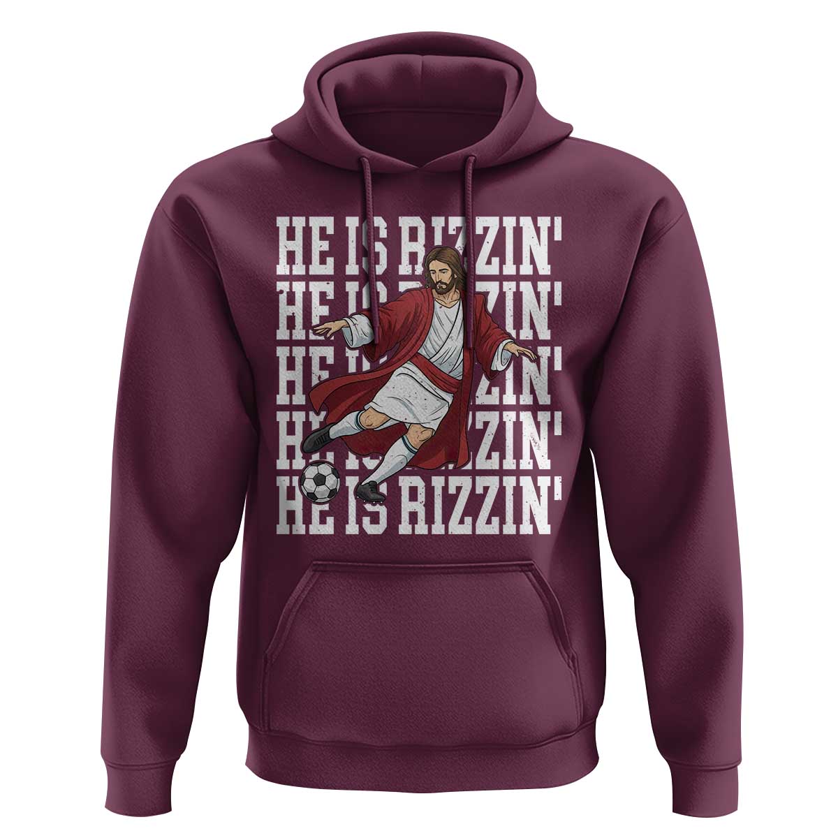 He Is Rizzin Hoodie Funny Christian Soccer Lover Gift