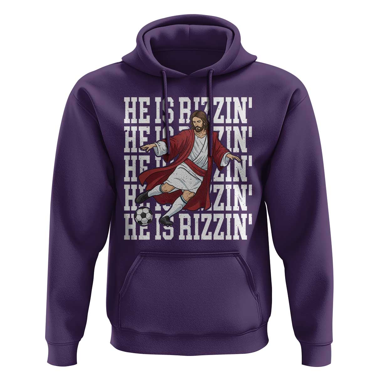 He Is Rizzin Hoodie Funny Christian Soccer Lover Gift