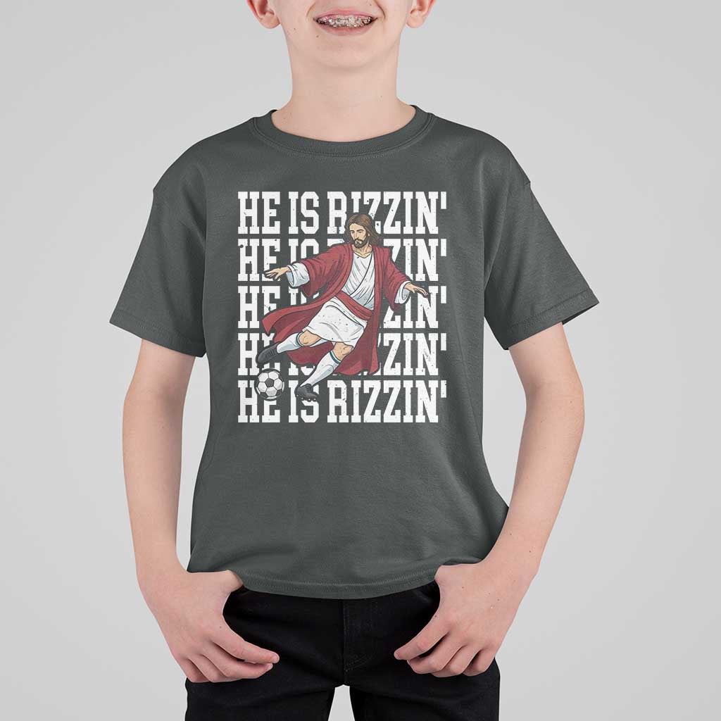 He Is Rizzin T Shirt For Kid Funny Christian Soccer Lover Gift