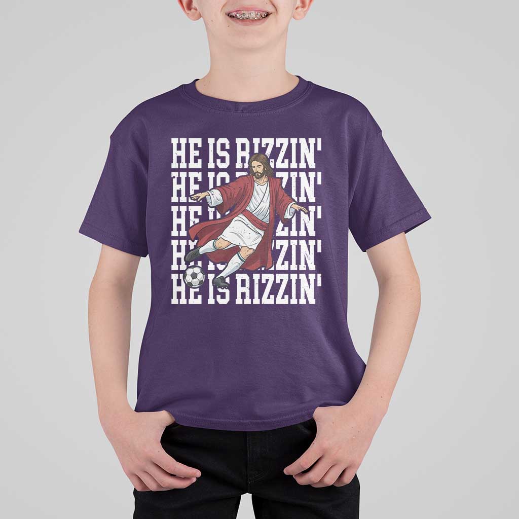 He Is Rizzin T Shirt For Kid Funny Christian Soccer Lover Gift