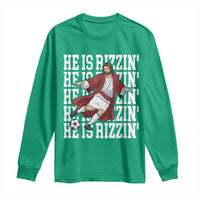 He Is Rizzin Long Sleeve Shirt Funny Christian Soccer Lover Gift