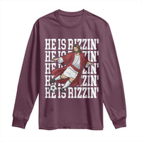 He Is Rizzin Long Sleeve Shirt Funny Christian Soccer Lover Gift