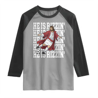 He Is Rizzin Raglan Shirt Funny Christian Soccer Lover Gift
