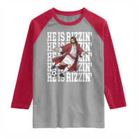 He Is Rizzin Raglan Shirt Funny Christian Soccer Lover Gift