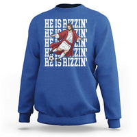He Is Rizzin Sweatshirt Funny Christian Soccer Lover Gift
