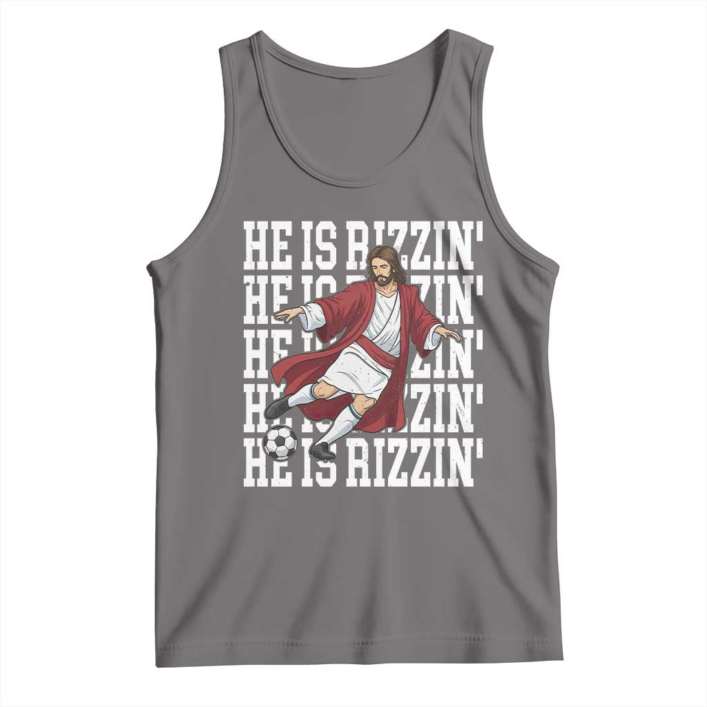 He Is Rizzin Tank Top Funny Christian Soccer Lover Gift