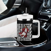 He Is Rizzin Tumbler With Handle Funny Christian Soccer Lover Gift
