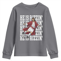 He Is Rizzin Youth Sweatshirt Funny Christian Soccer Lover Gift