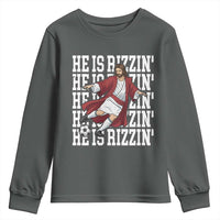He Is Rizzin Youth Sweatshirt Funny Christian Soccer Lover Gift