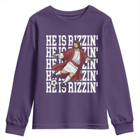 He Is Rizzin Youth Sweatshirt Funny Christian Soccer Lover Gift