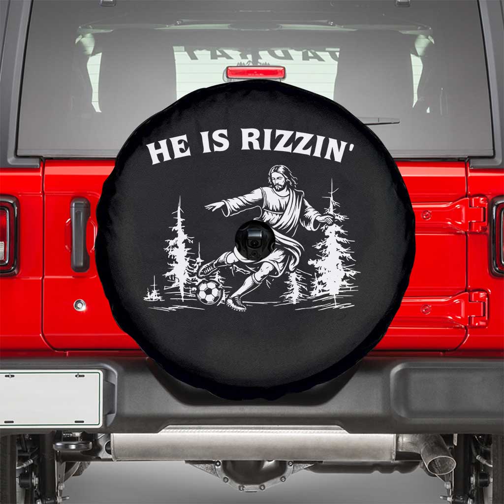 He Is Rizzin Spare Tire Cover Christian Soccer Funny Gift For Believers