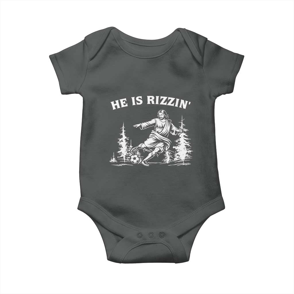 He Is Rizzin Baby Onesie Christian Soccer Funny Gift For Believers