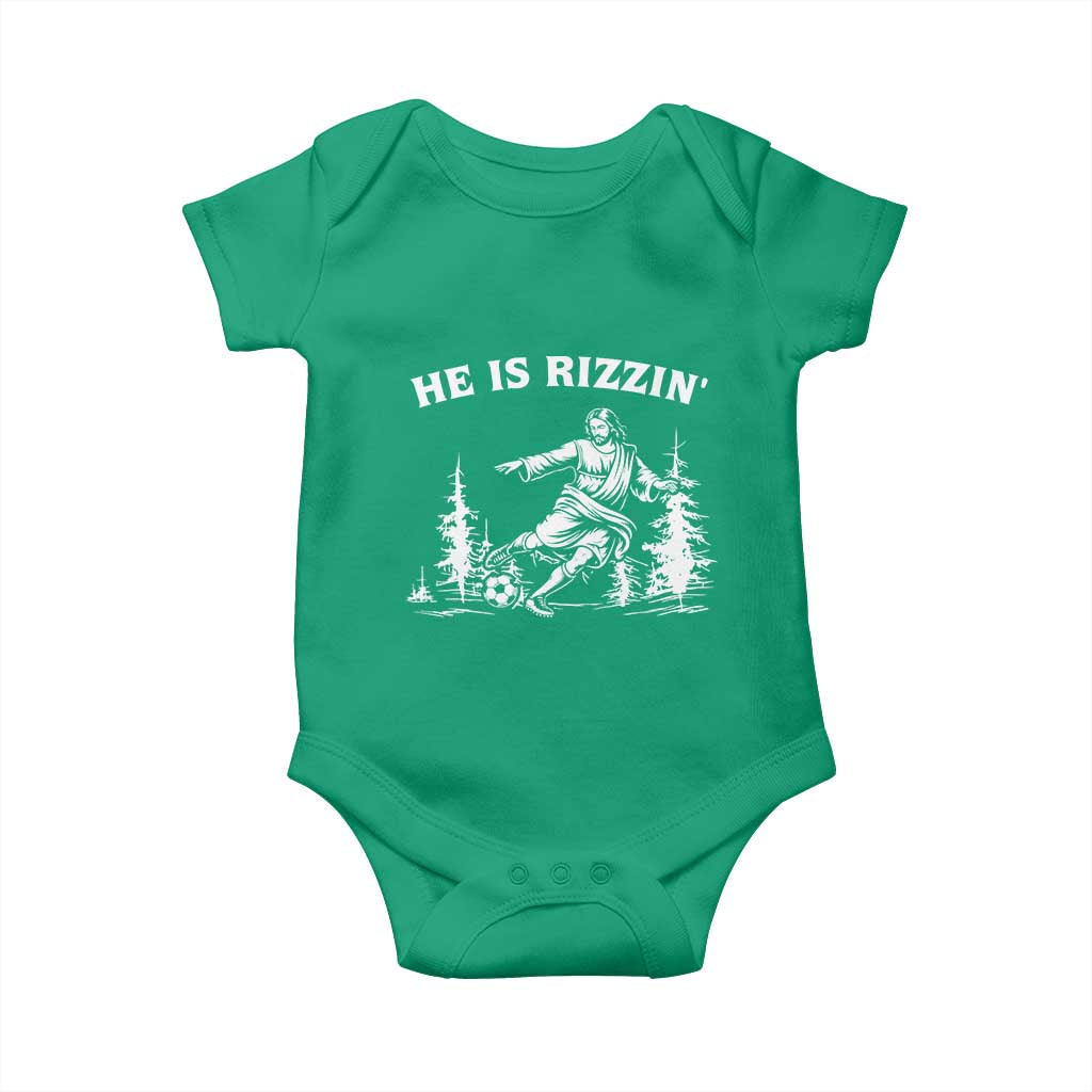 He Is Rizzin Baby Onesie Christian Soccer Funny Gift For Believers