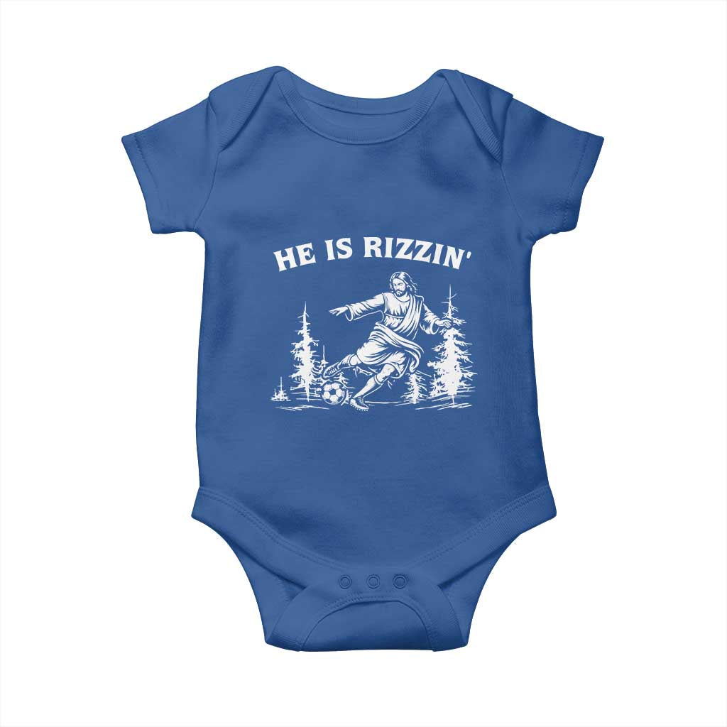 He Is Rizzin Baby Onesie Christian Soccer Funny Gift For Believers