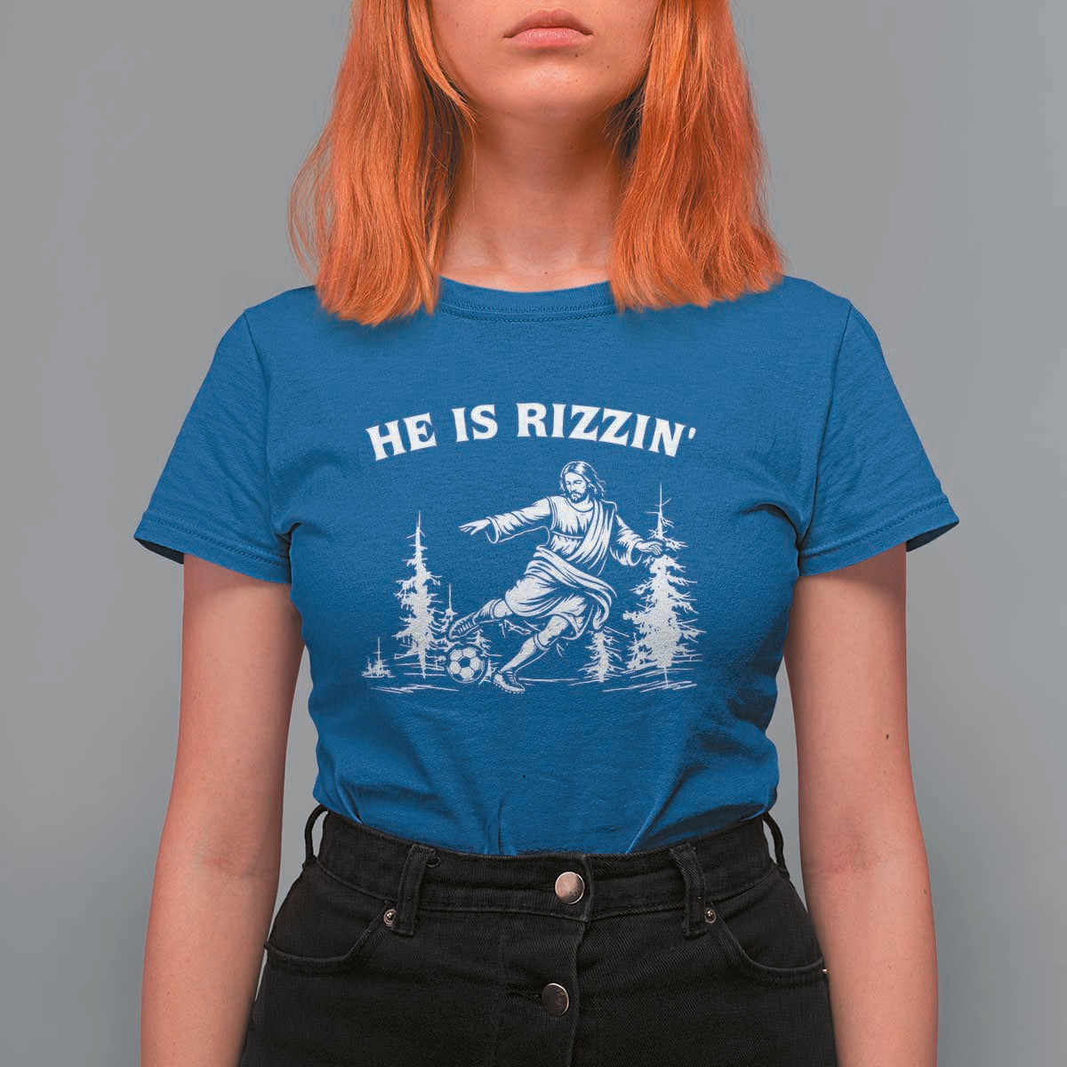 He Is Rizzin T Shirt For Women Christian Soccer Funny Gift For Believers