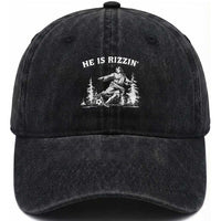 He Is Rizzin Washed Cotton Baseball Cap Christian Soccer Funny Gift For Believers