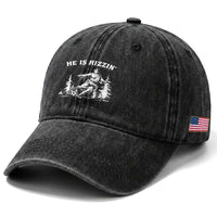 He Is Rizzin Washed Cotton Baseball Cap Christian Soccer Funny Gift For Believers