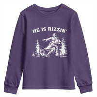 He Is Rizzin Youth Sweatshirt Christian Soccer Funny Gift For Believers