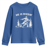 He Is Rizzin Youth Sweatshirt Christian Soccer Funny Gift For Believers