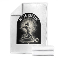 He Is Rizzin Throw Blanket Funny Christian Faith Soccer Player Gift