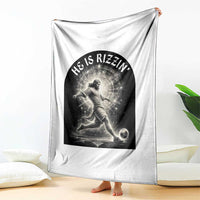 He Is Rizzin Throw Blanket Funny Christian Faith Soccer Player Gift