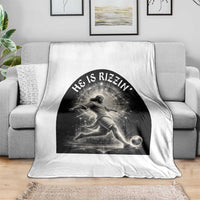He Is Rizzin Throw Blanket Funny Christian Faith Soccer Player Gift