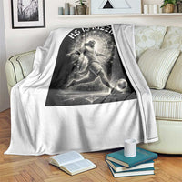 He Is Rizzin Throw Blanket Funny Christian Faith Soccer Player Gift