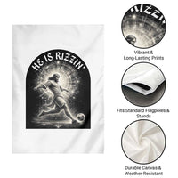 He Is Rizzin Garden Flag Funny Christian Faith Soccer Player Gift
