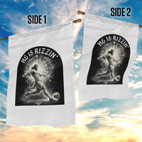 He Is Rizzin Garden Flag Funny Christian Faith Soccer Player Gift