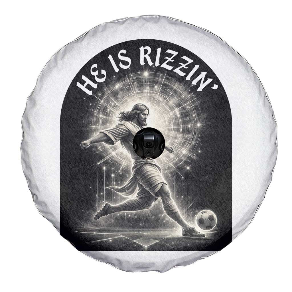 He Is Rizzin Spare Tire Cover Funny Christian Faith Soccer Player Gift