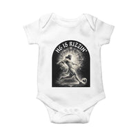 He Is Rizzin Baby Onesie Funny Christian Faith Soccer Player Gift