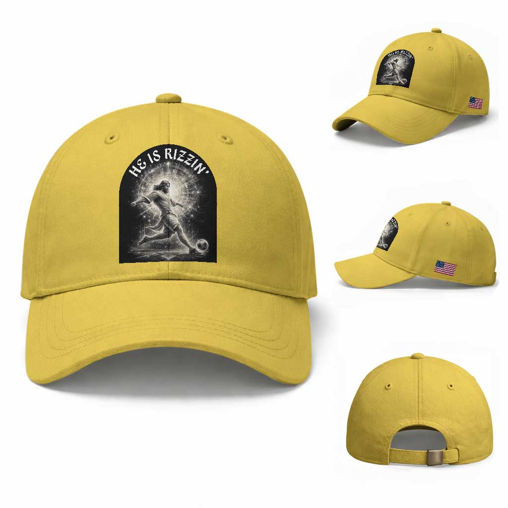 He Is Rizzin Baseball Cap Funny Christian Faith Soccer Player Gift