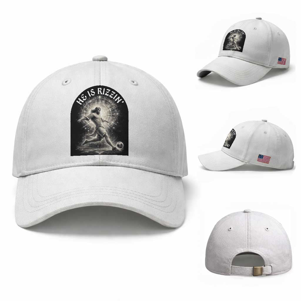 He Is Rizzin Baseball Cap Funny Christian Faith Soccer Player Gift