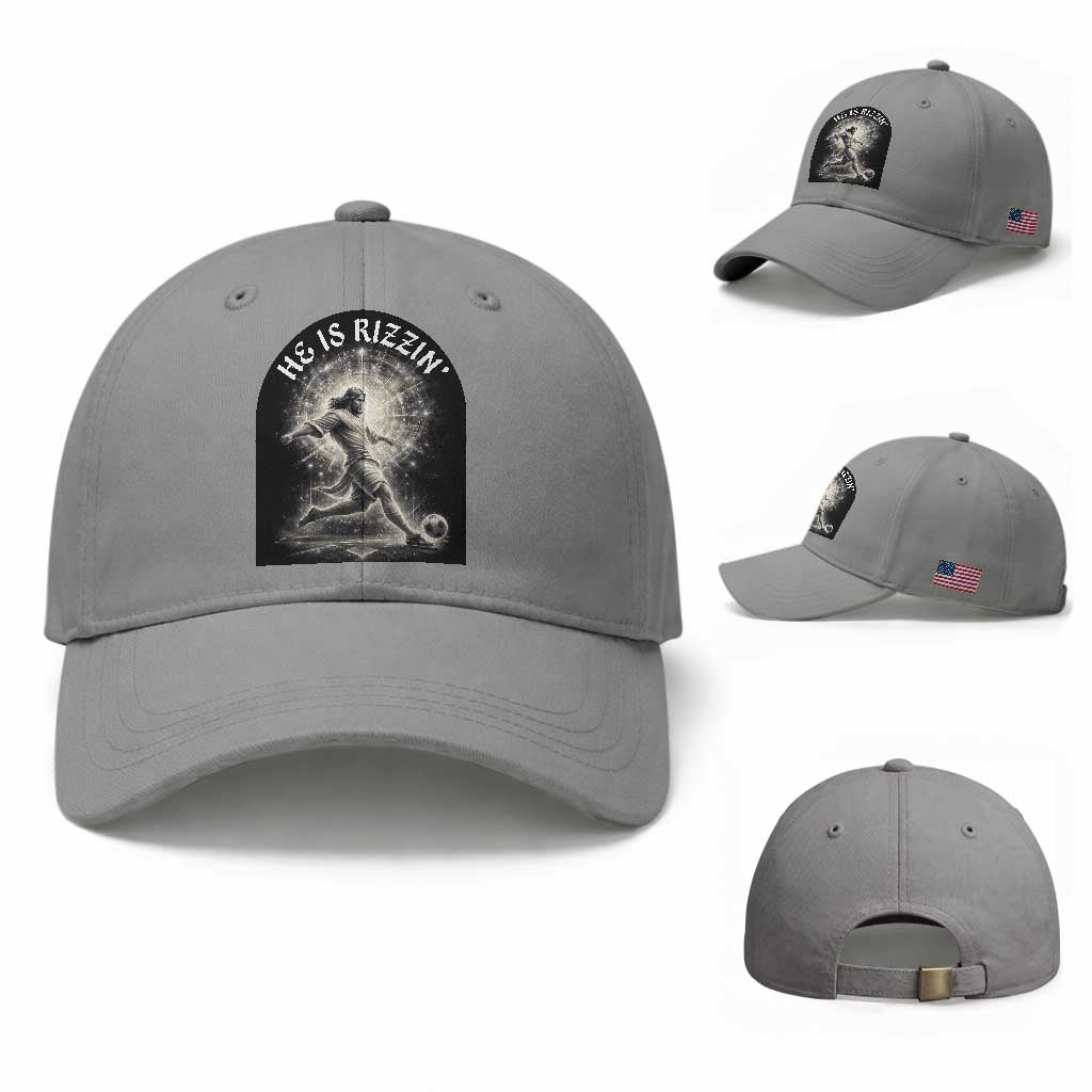 He Is Rizzin Baseball Cap Funny Christian Faith Soccer Player Gift