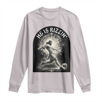 He Is Rizzin Long Sleeve Shirt Funny Christian Faith Soccer Player Gift