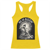 He Is Rizzin Racerback Tank Top Funny Christian Faith Soccer Player Gift