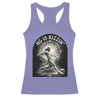 He Is Rizzin Racerback Tank Top Funny Christian Faith Soccer Player Gift