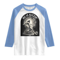 He Is Rizzin Raglan Shirt Funny Christian Faith Soccer Player Gift