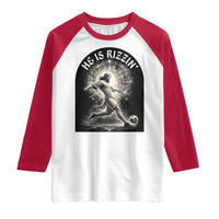 He Is Rizzin Raglan Shirt Funny Christian Faith Soccer Player Gift