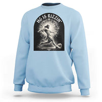 He Is Rizzin Sweatshirt Funny Christian Faith Soccer Player Gift