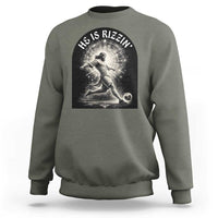 He Is Rizzin Sweatshirt Funny Christian Faith Soccer Player Gift