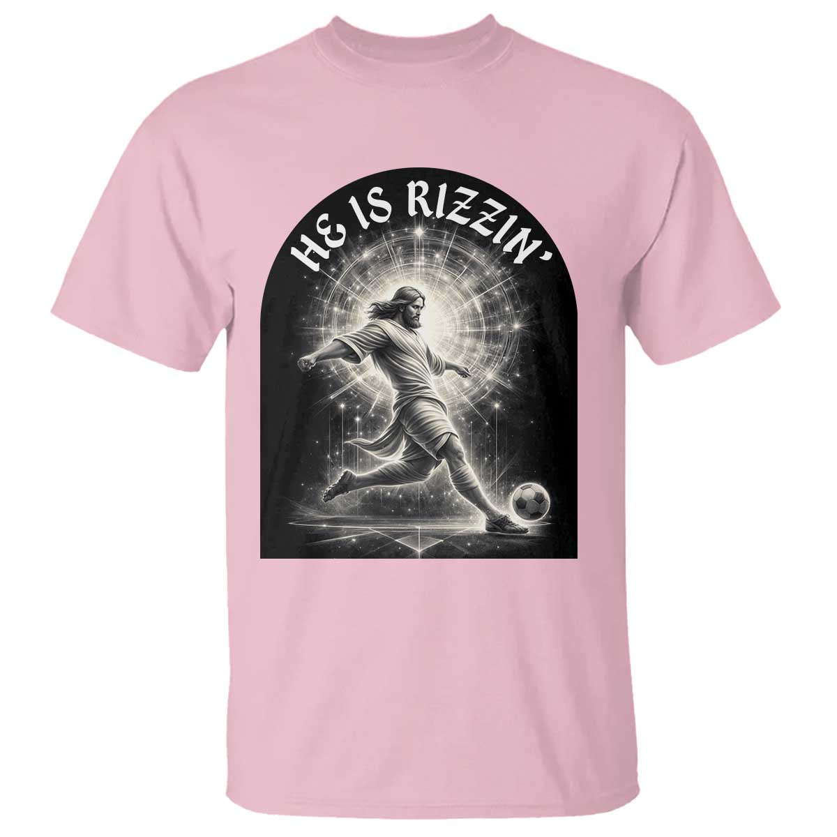 He Is Rizzin T Shirt Funny Christian Faith Soccer Player Gift