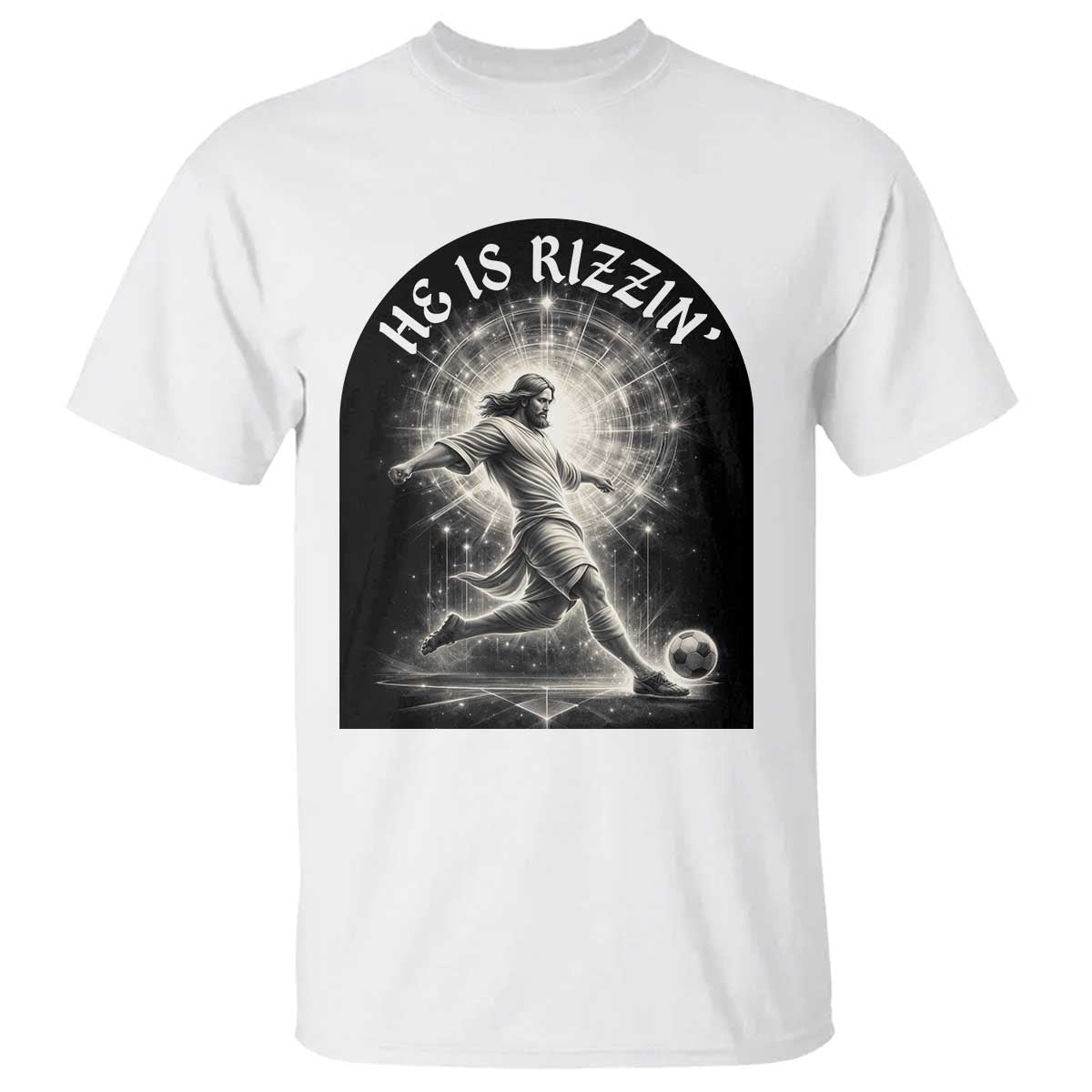 He Is Rizzin T Shirt Funny Christian Faith Soccer Player Gift
