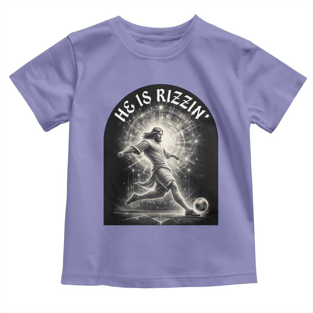 He Is Rizzin Toddler T Shirt Funny Christian Faith Soccer Player Gift