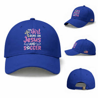 This Girl Runs On Jesus And Soccer Baseball Cap Christian Soccer Mom