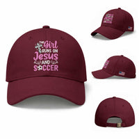 This Girl Runs On Jesus And Soccer Baseball Cap Christian Soccer Mom