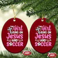 This Girl Runs On Jesus And Soccer Ceramic Ornament Christian Soccer Mom